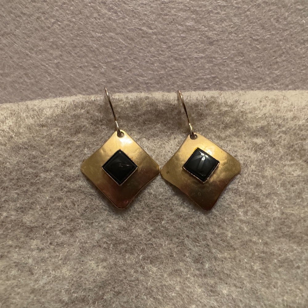 Y2K Gold and Black Geometric Earrings